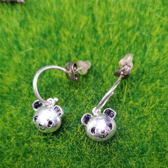 Panda Earrings Sterling E1005 - Picture 1 of 3